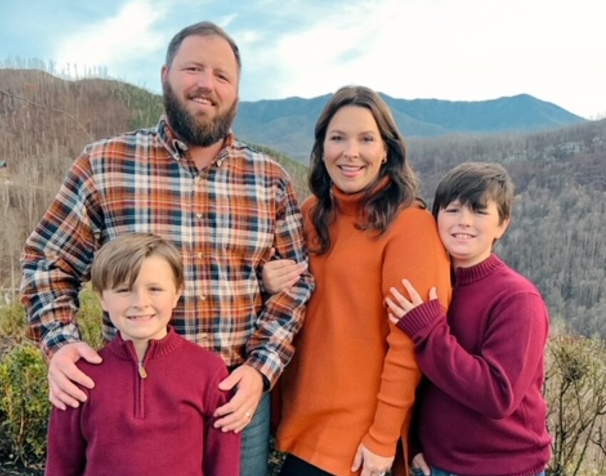 Skye Jenkins with her husband, Josh, and two sons, Sutton and Sawyer